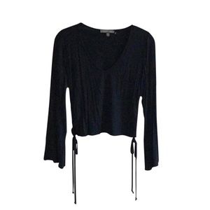 American Eagle Black Bell Sleeve Lace-Side Top